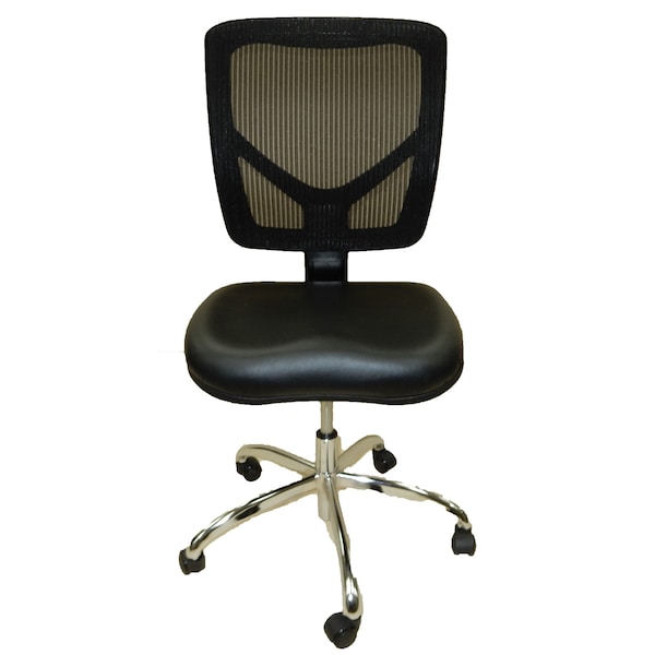 Dental Lab Chair, Mesh Back, Black Vinyl Seat